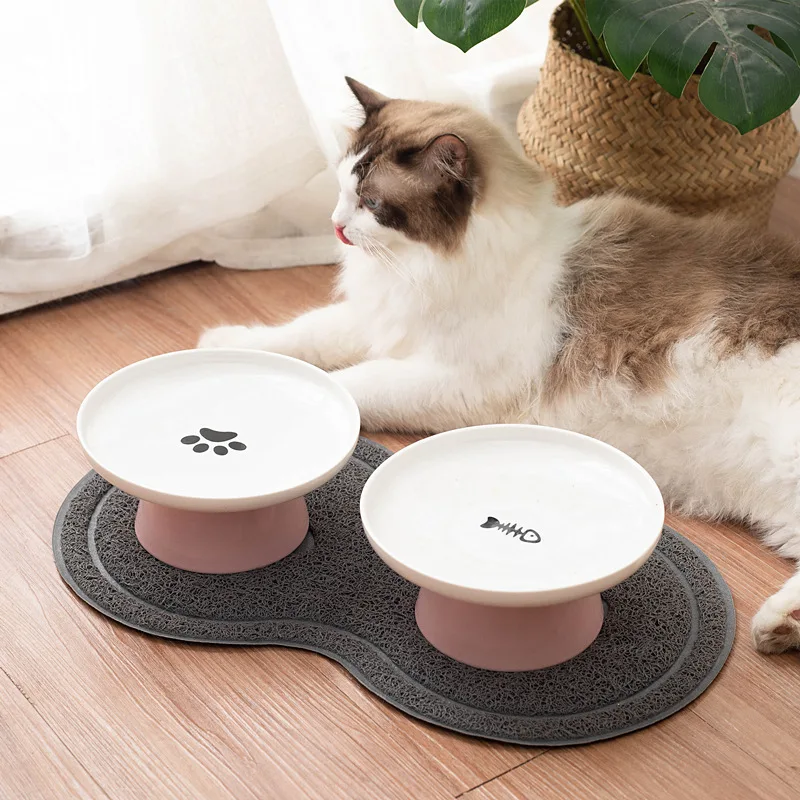 Cuenco de cerámica para mascotas con estampado de garra negra, protector de cuello alto para pies, suministros fáciles de limpiar para perros y gatos - imagen 2