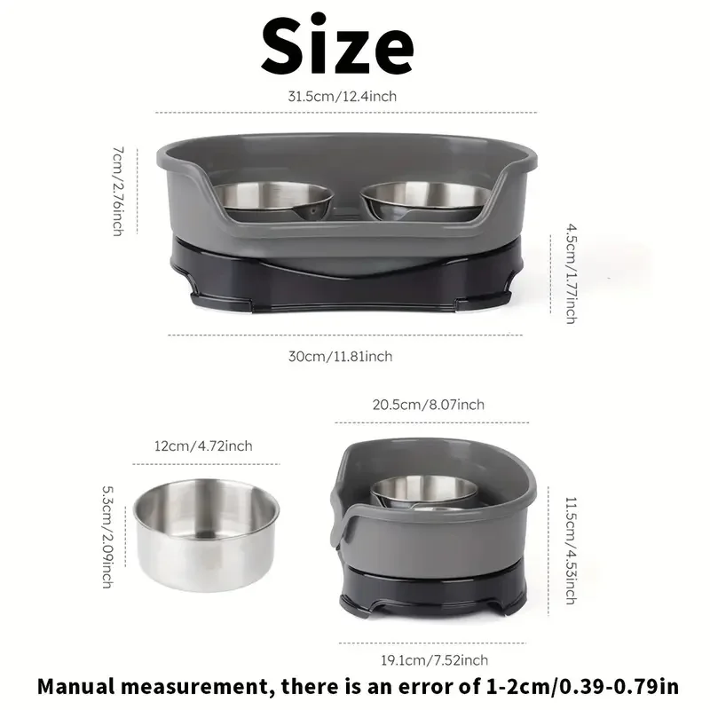 Cuenco para mascotas de una sola pieza, cuenco para perros de acero inoxidable, cuenco para perros con elevación antipunta, cuenco extraíble para mascotas, cuenco doble, cuenco para gatos de acero inoxidable - imagen 2