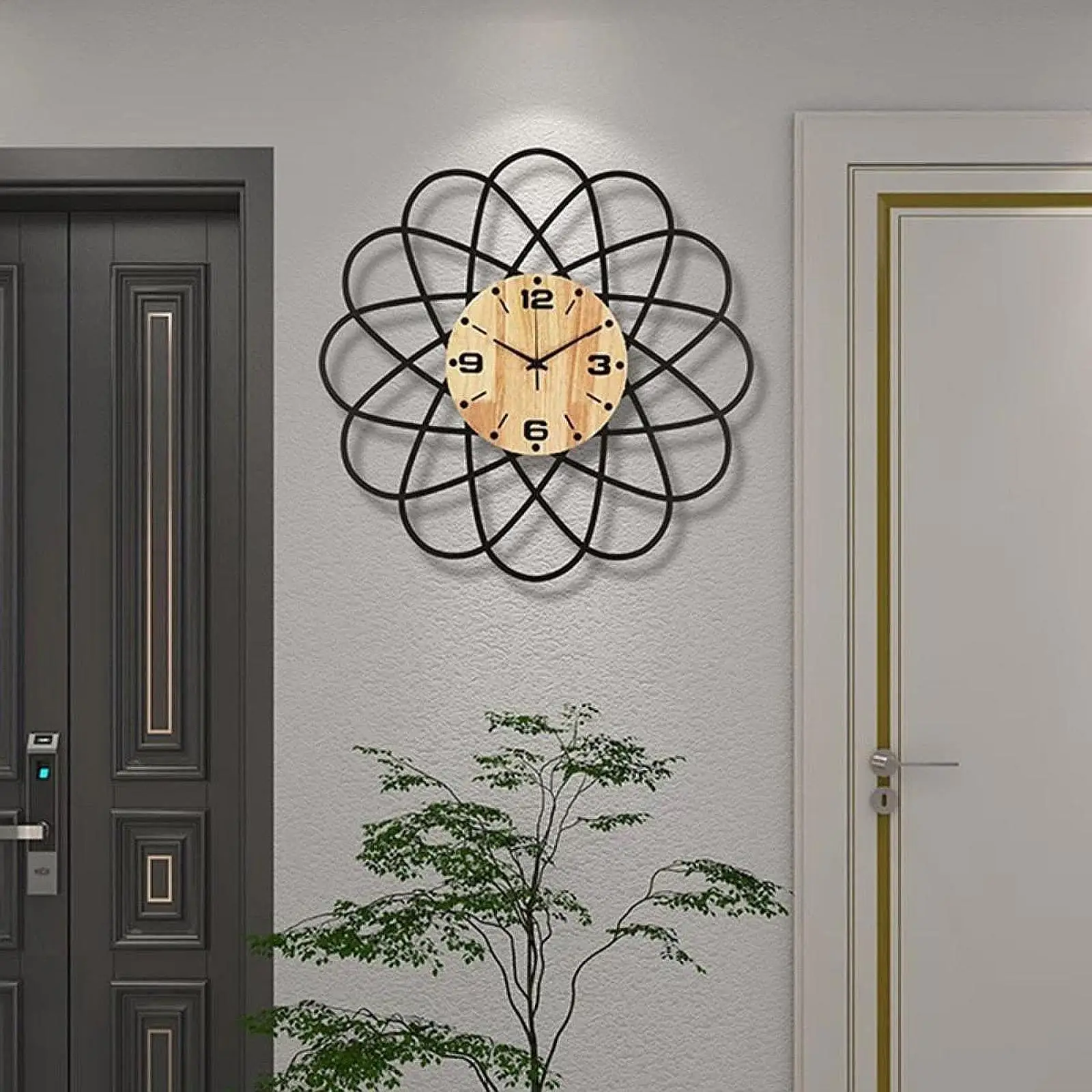 Wall Clock Ornament Easy to Read Gifts Round Wall Art Hanging Clock No Ticking for Living Room School Home Cafe Bar Farmhouse