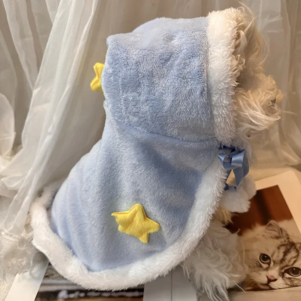 Sombrero de fiesta para mascotas, capa de felpa, manta, sombreros para mascotas, ropa para perros y gatos, abrigo de oso de estrella lindo, vestido de diseñador, ropa para perros pequeños - imagen 4