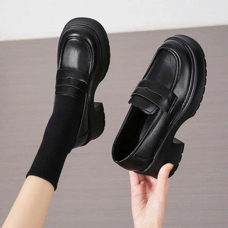 Mocasines de mujer primavera estilo británico plataforma sin cordones zapatos Mary Jane mujer uniforme japonés Jk zapatos Lolita - imagen 4
