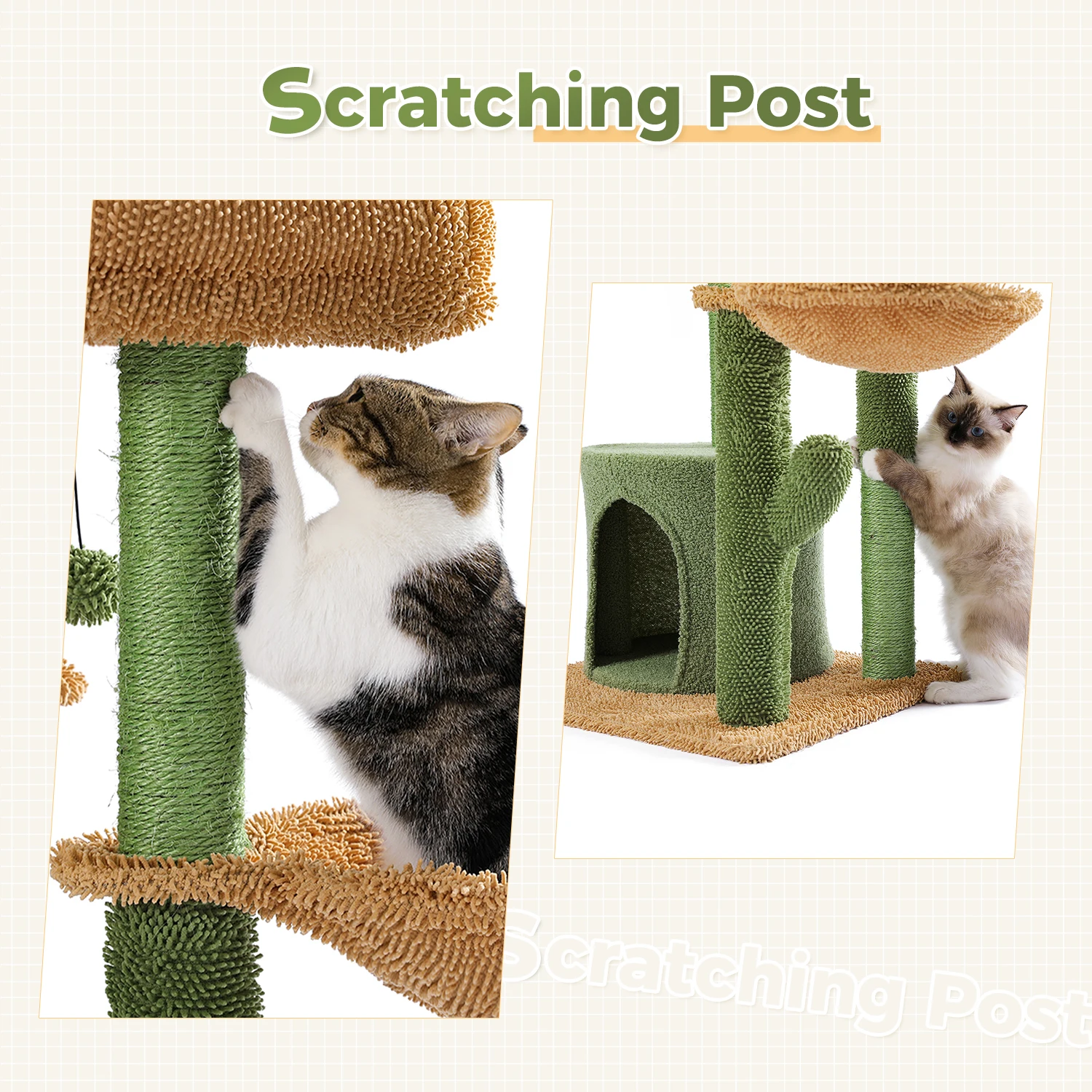 Árbol para gatos, Cactus, torre para gatos, casa para gatos con poste para rascar, bonita casa de juegos, muebles con nido de Condo, rascador moderno para mascotas - imagen 4