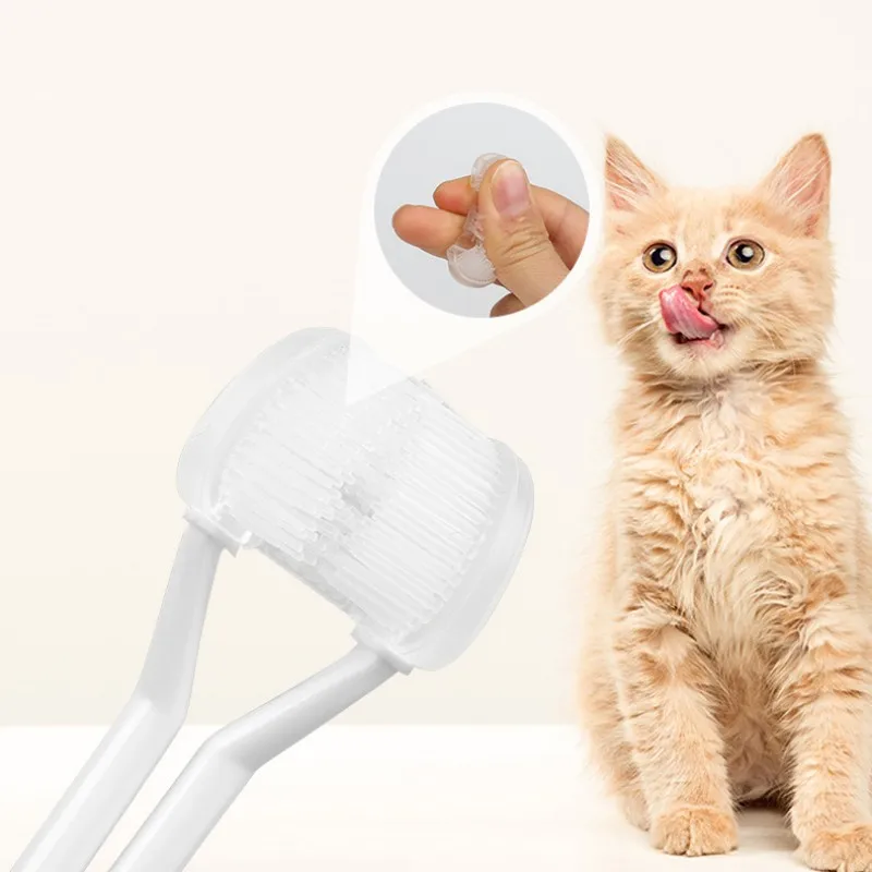 Cepillo de dientes para mascotas, cepillo de dientes para el cuidado bucal, tres caras, suministros para mascotas - imagen 3