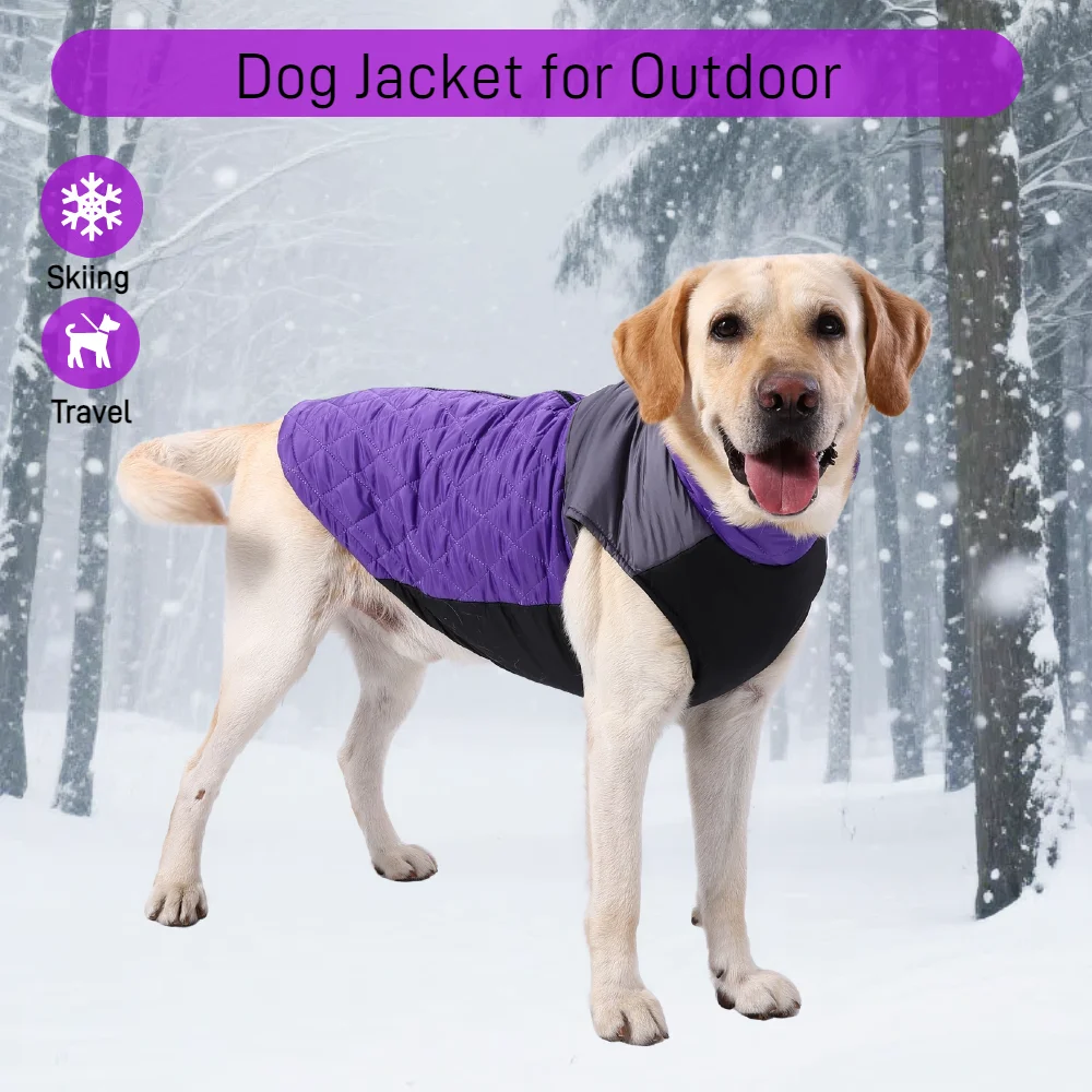 Ropa de invierno para perros pequeños y grandes, abrigo cálido impermeable para exteriores para mascotas con anillo en D, abrigo para perros grandes, chaleco reflectante para Pug Labrador