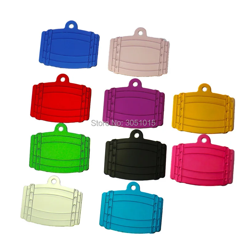 Venta al por mayor, 100 Uds., cubo grande, etiqueta de nombre de perro de aluminio anodizado de doble cara, etiqueta de identificación de mascota grabada personalizada para nombre, placa de identificación Diy - imagen 4