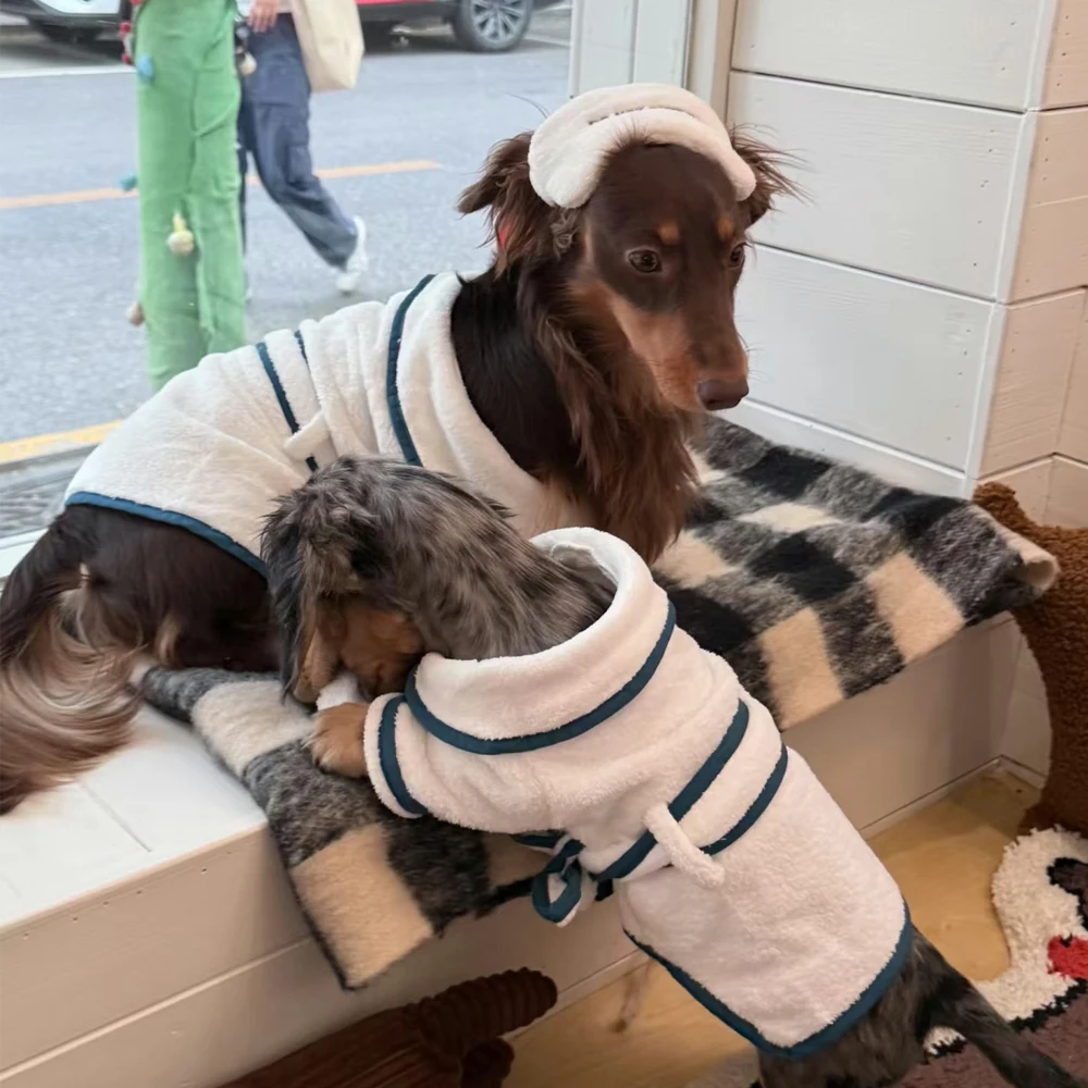 Albornoz de moda para perros Wiener, toalla de secado de baño suave, ropa para perros salchicha, pijamas, ropa de dormir para perros de tejón - imagen 5