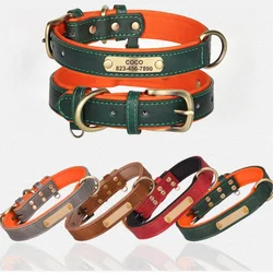 Collar con placagrabada para perro + Correa personalizada - Cuero PU