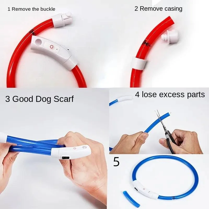 Collar de carga luminosa para perros, collares Led Usb para perros y gatos, 3 modos, brillo Led nocturno desmontable, Collar de prevención de pérdida de perro, accesorios para mascotas - imagen 5