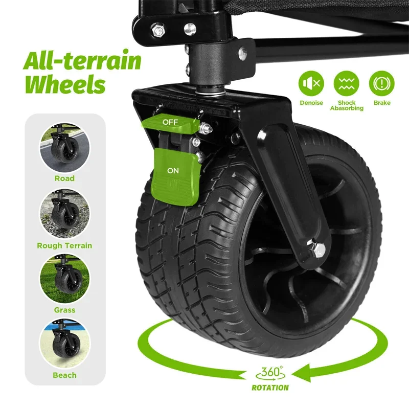 Carrito de acampada para todo terreno, carrito de playa plegable con ruedas, ultraligero, portátil, carrito de compras, Picnic al aire libre, Beac, 200KG - imagen 3