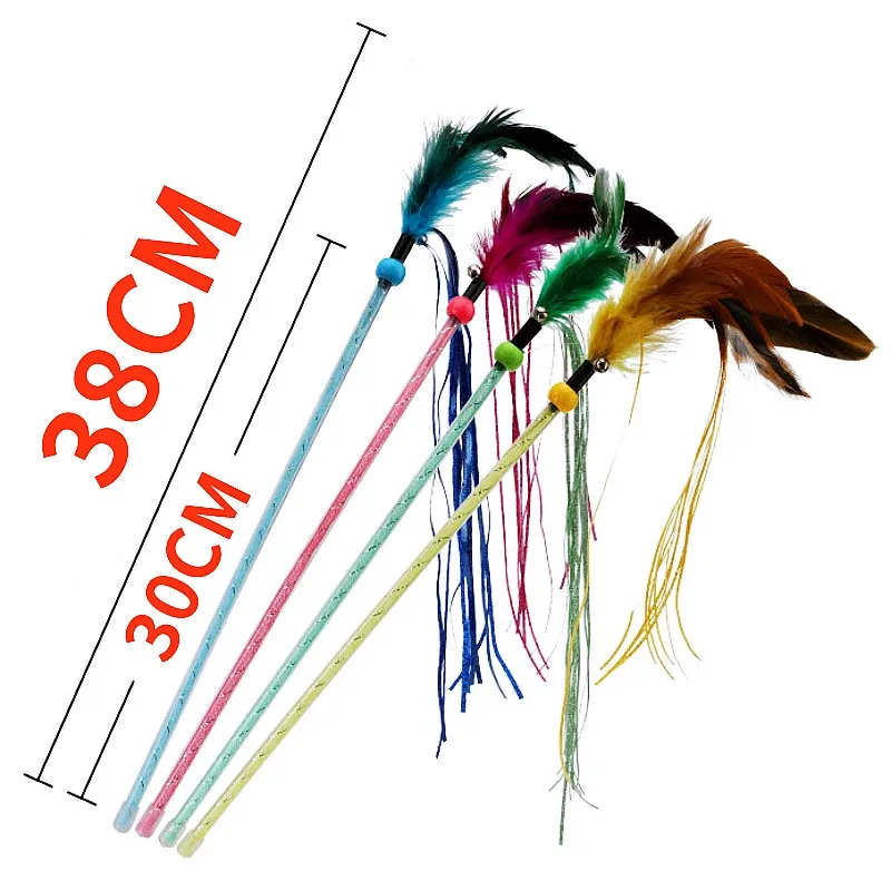 Juguete interactivo con borla para gato, palo Teaser de pluma con campana, suministros para mascotas - imagen 5
