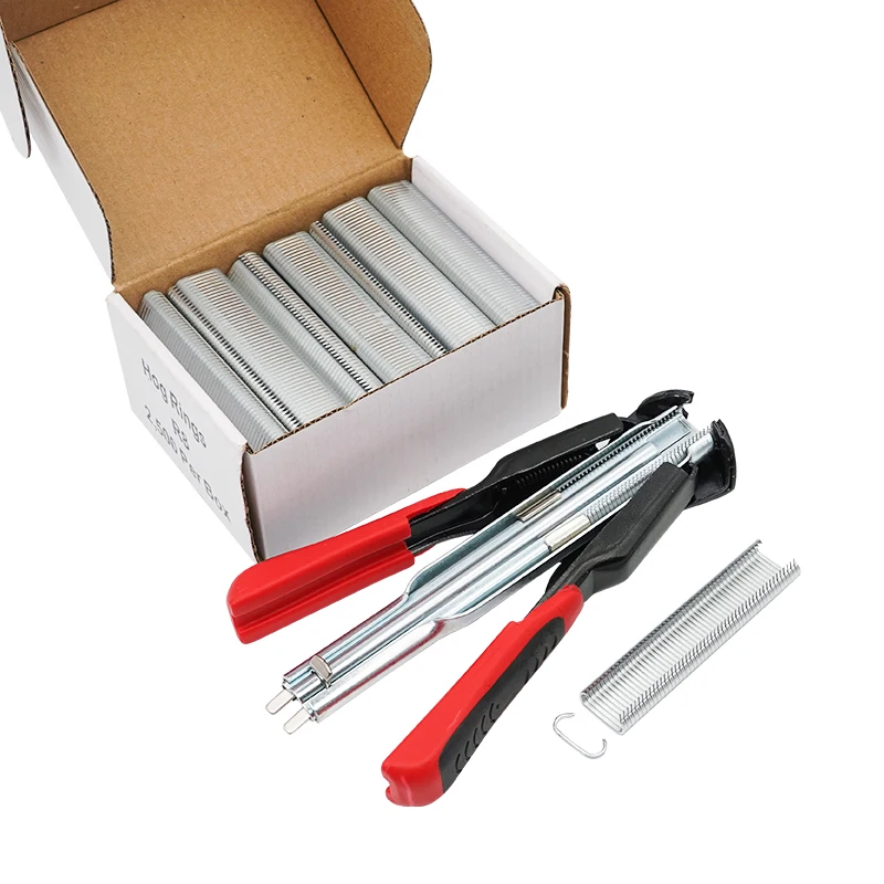 Accesorios para jaulas de animales, instalación de anillos de cerdo, abrazadera para jaula de alambre y clavos tipo C, equipo de instalación para jaulas para mascotas, pollos, cerdos y pájaros