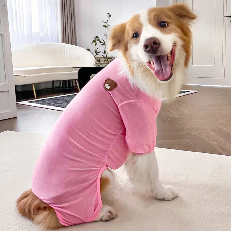 Pijama de oso para perros pequeños y grandes, mono de malla para mascotas, color rosa, azul, morado y amarillo, ropa de verano para Labrador XS-4XL - imagen 4