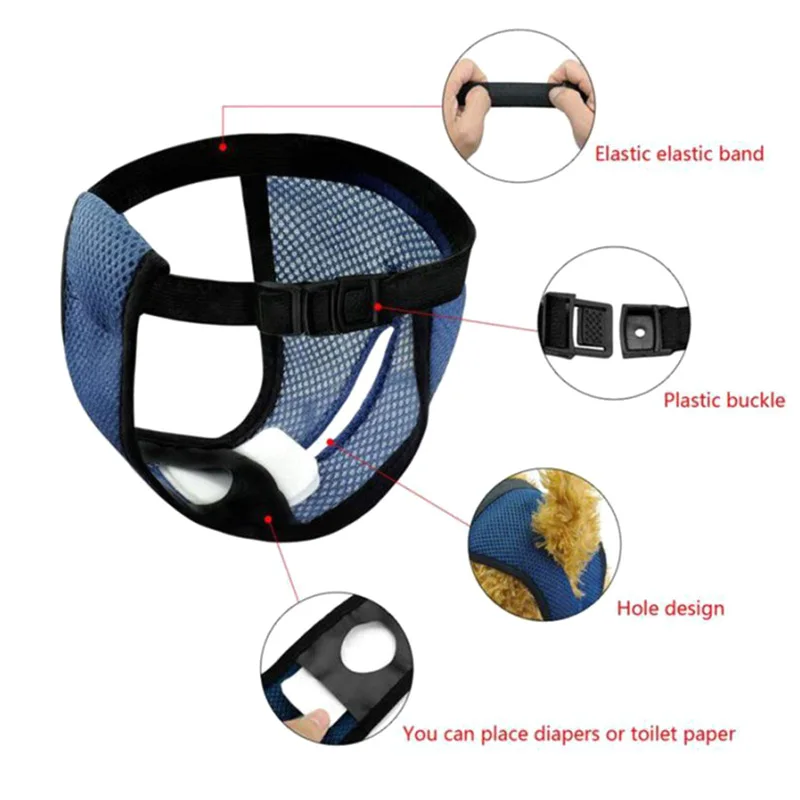 Pañal reutilizable para perros, bragas ajustables para mascotas para perros y mujeres, pañales lavables para perros con 3 pañales, pantalón fisiológico transpirable para perros - imagen 4