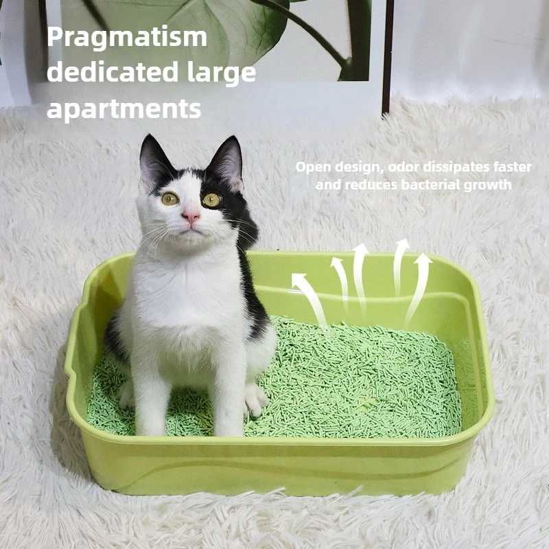 Caja de arena semicerrada para gatos con lados altos antisalpicaduras - imagen 3