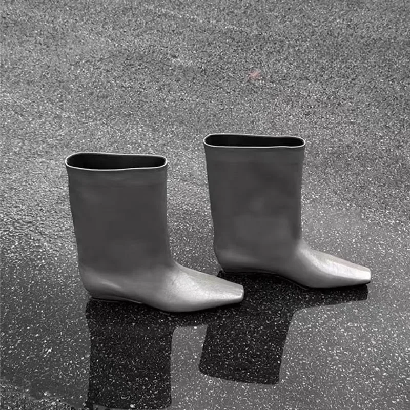 Botas altas De diseñador para Mujer, zapatos planos hasta la rodilla con punta estrecha, botas Chelsea De otoño 2021, nueva tendencia gótica para caminar, Zapatillas para Mujer - imagen 4