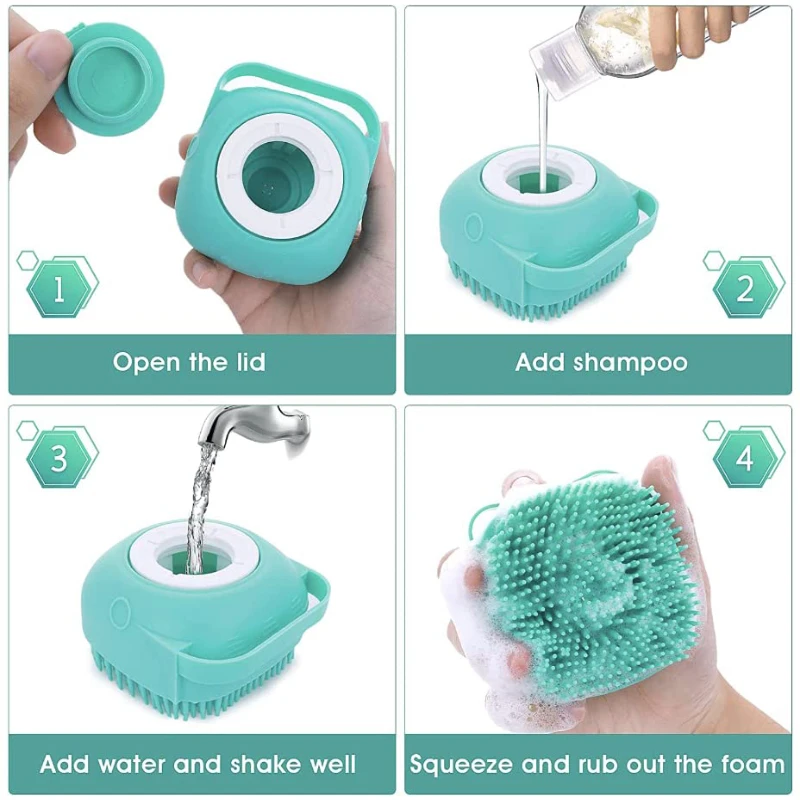 Cepillo corporal de silicona para baño, champú para ducha de bebé, cepillo de masaje para fregar la espalda, accesorios de baño, depuradores de pies, cuidado corporal, Cmob - imagen 3