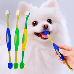 Cepillo dental para perros de doble cabezal limpieza bucal 360 grados