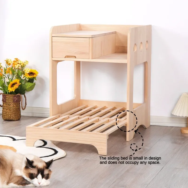 Cama de madera desmontable y lavable para mascotas, mesita de noche, universal para todas las estaciones en verano, productos de muebles, moderna - imagen 5