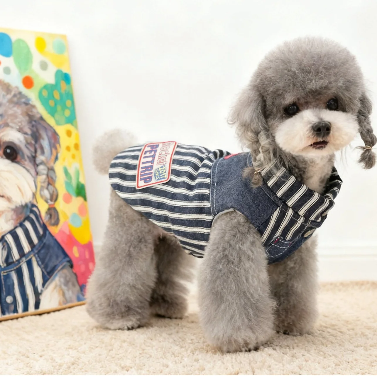 Chaleco vaquero acolchado para perros pequeños – Abrigo de invierno - imagen 4