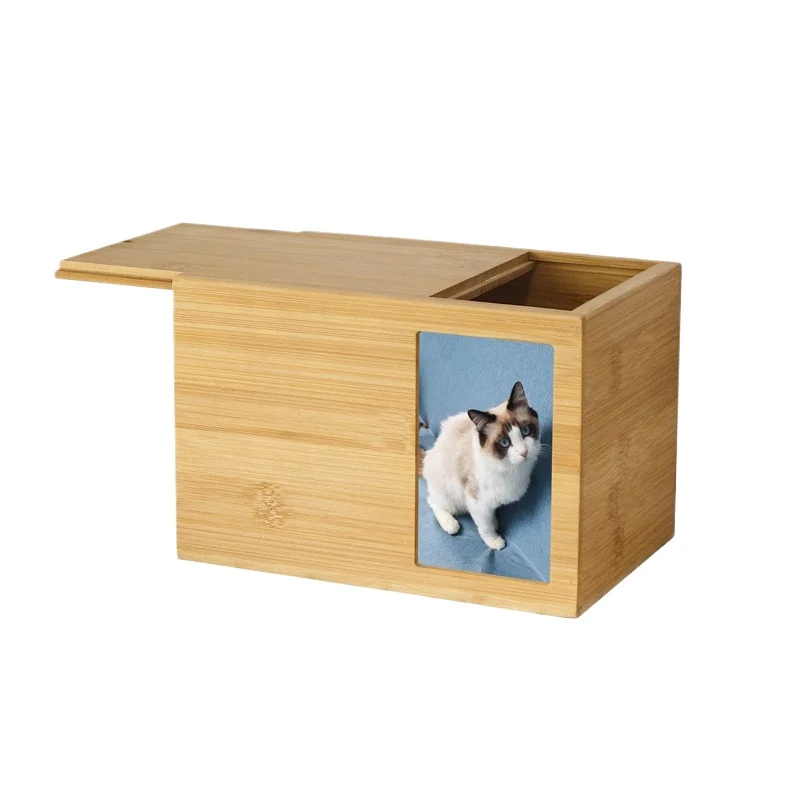 Caja de urna de madera para mascotas, marco de fotos con forma, cajas de urna para cenizas de gatos funerales conmemorativas, recuerdos de imagen para perros y gatos, cajas de cenizas para mascotas de escritorio - imagen 5