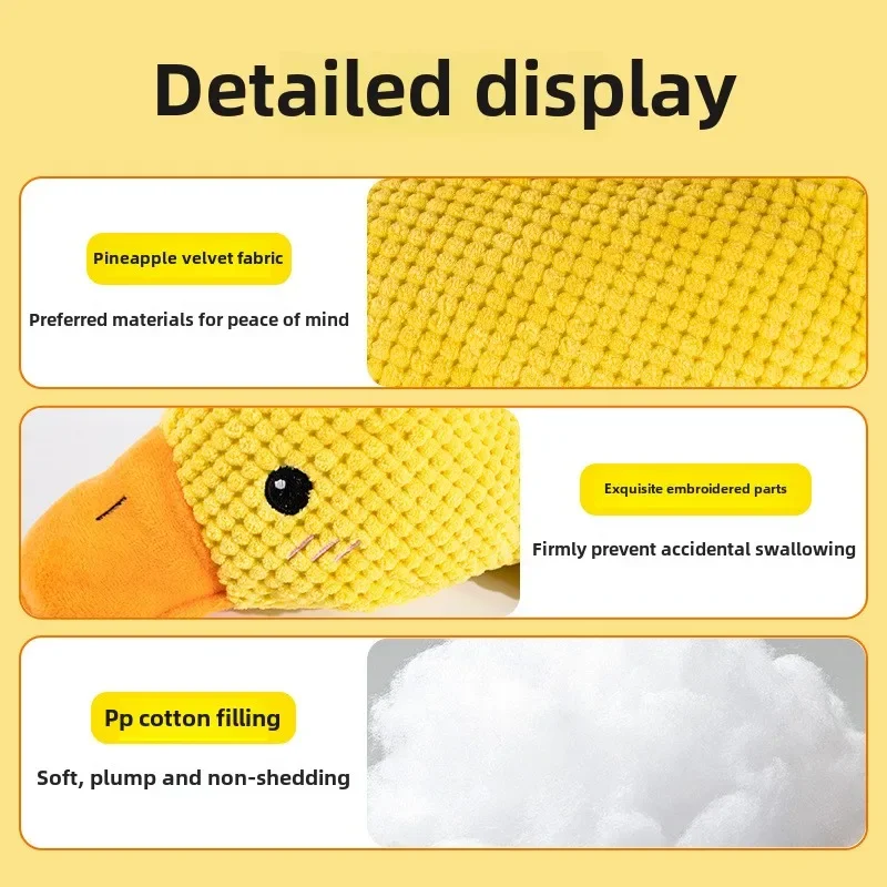 Perro relleno animales patos resistente bruxismo suave pequeño mediano perro mascota sonido juguete pato amarillo productos para mascotas suministros accesorios juguete - imagen 4