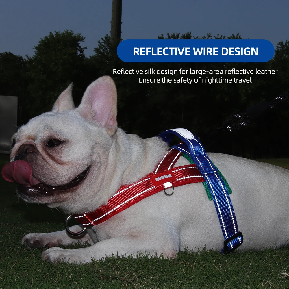 Arnés para perros sin tirones con bloques de Color, cómodo chaleco ajustable para mascotas para perros pequeños, chaleco reflectante para exteriores con correas acolchadas - imagen 5