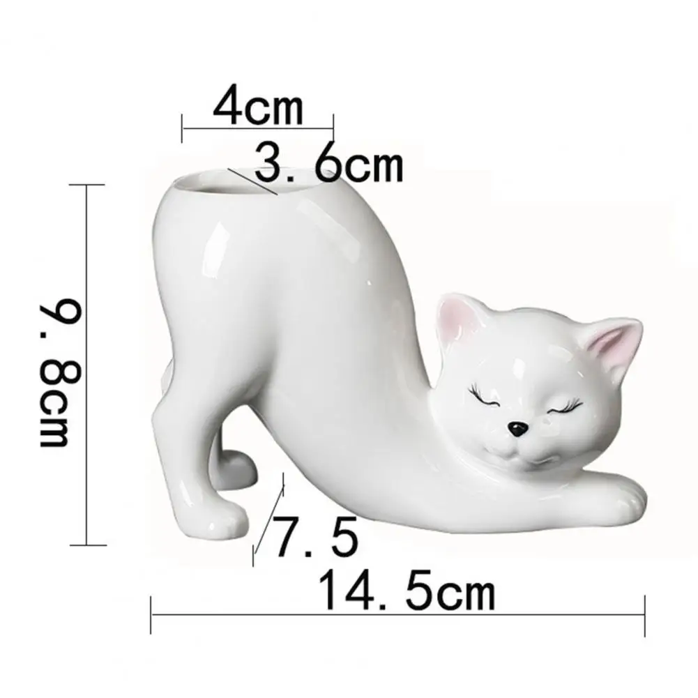Maceta de cerámica para gatito, maceta suculenta con puerto de drenaje, bonsái de diseño minimalista único para el hogar - imagen 2