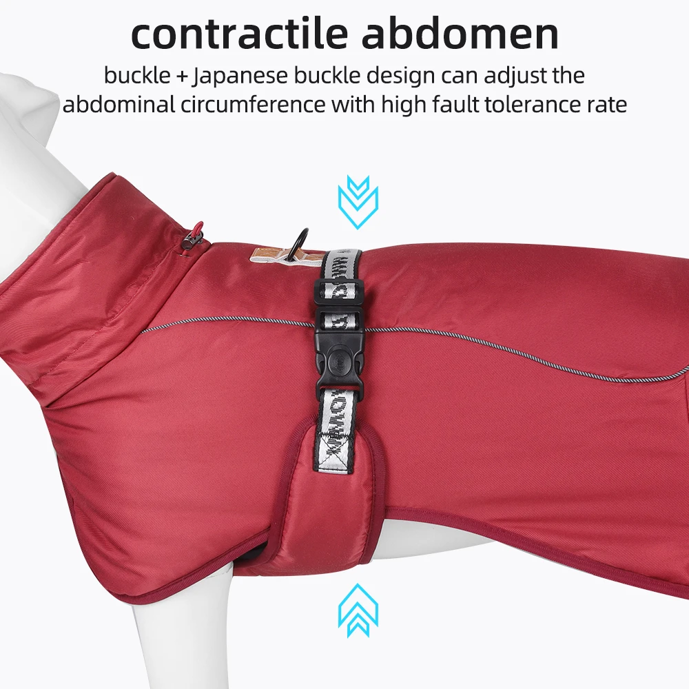 Abrigo impermeable para perros con arnés y reflectante - cuello alto