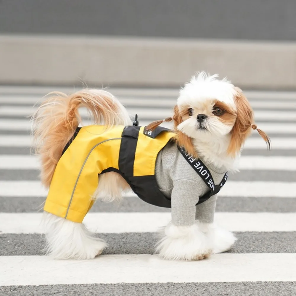 Pantalones con correa para perro, abrigo de dos piernas para primavera, abrigo Schnauzer a prueba de polvo para exteriores, abrigo de cuatro patas, ropa para cachorros pequeños