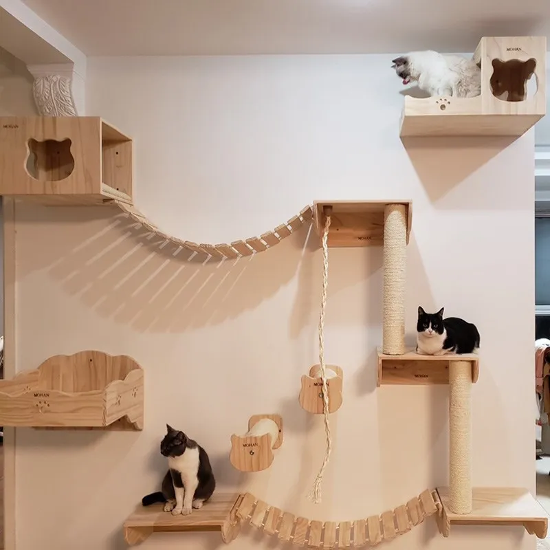 Pared de escalada para gatos, bricolaje, pasillo aéreo para gatos, cápsula espacial de pared grande de lujo, tablón de madera para gatos, gimnasio para mascotas, artículos de interior, regalo - imagen 2