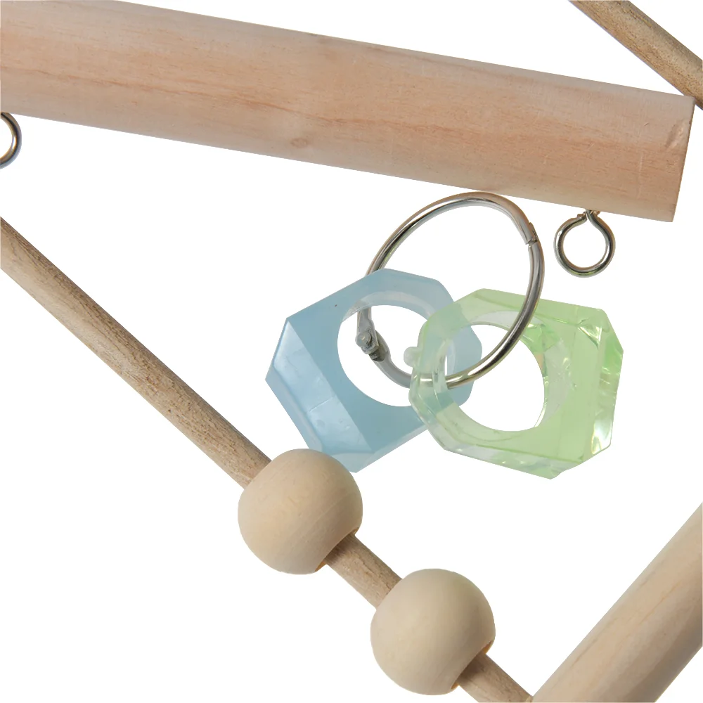 Juguete de columpio para pájaros, soporte de madera para perca de loro, soporte para juegos con jaula de cuentas para masticar, El Loro afilado en El pájaro de juguete - imagen 3