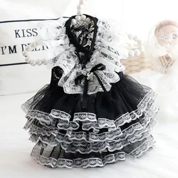 Vestido de encaje negro para gatos y perros pequeños – Verano Primavera