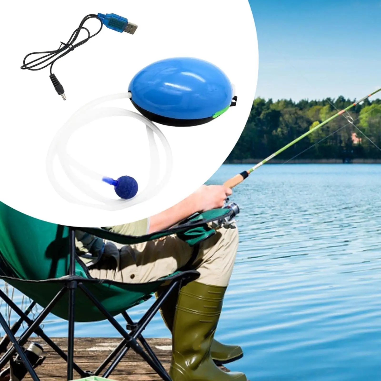 Fishing Accessories, Tank Pump, Mini Portable Aerator for Fishing, Air Aerator Pump,Energy Saving