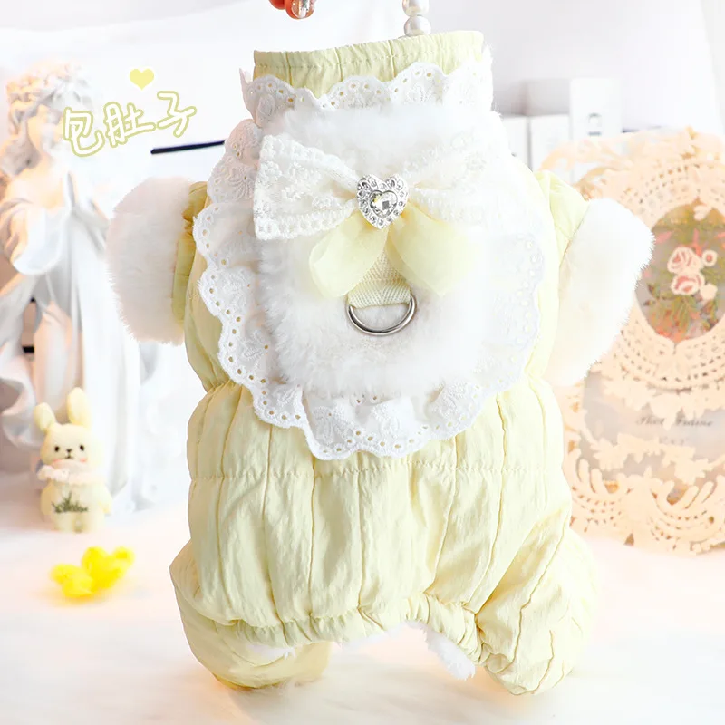 Ropa para perros, ropa de otoño e invierno, protección gruesa para el vientre de cuatro patas, ropa acolchada de algodón, suministros para mascotas de peluche para perros pequeños - imagen 2