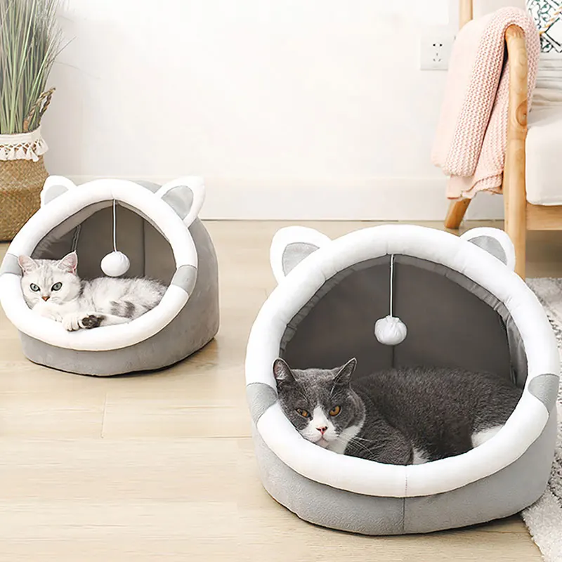 Linda cama para gatos para interiores, tienda para perros pequeños y grandes, casa suave para gatitos, cojín acogedor para cachorros - imagen 4