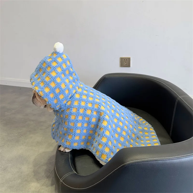 Ropa para perros, capa para gato, Bulldog, Otoño/Invierno, manta de felpa gruesa, capa, camisón, abrigo para mascotas, abrigo de felpa, ropa para cachorros - imagen 2