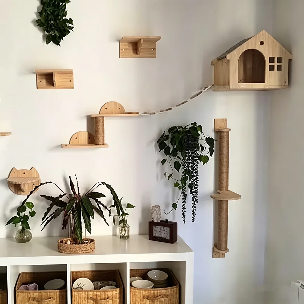 Estantes de macramé para gatos con hamaca y escalones colgantes - imagen 2