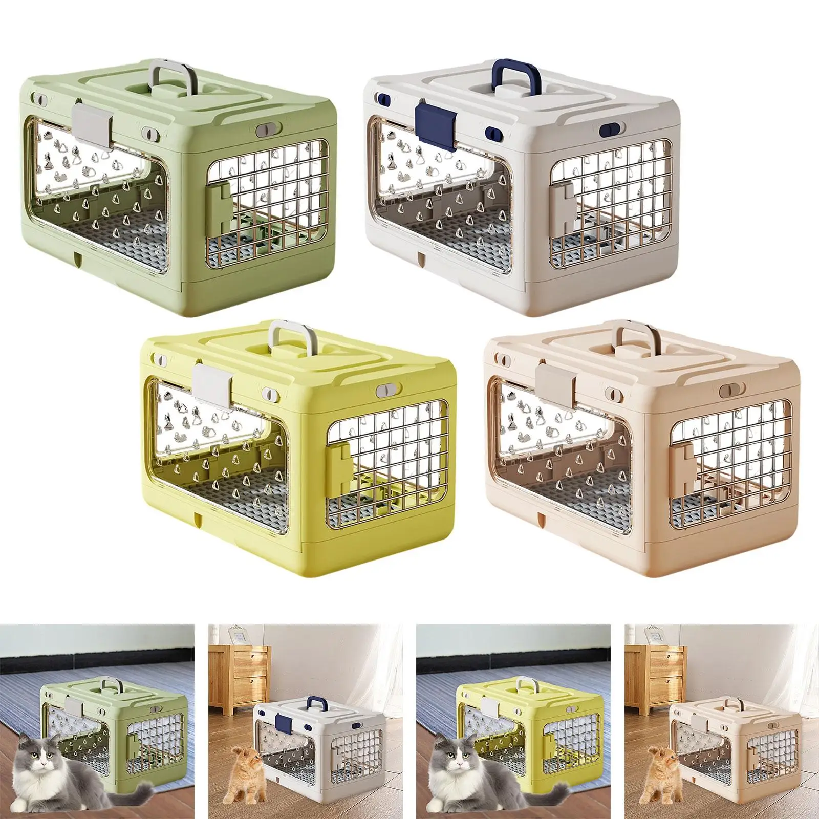 Jaula de viaje plegable resistente transparente para perros y gatos - imagen 3