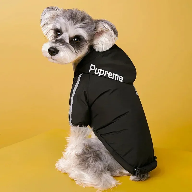 Ropa para mascotas, Otoño Invierno, abrigo cálido reflectante impermeable para perros, chaqueta con capucha de algodón para ropa para perros pequeños y medianos - imagen 5