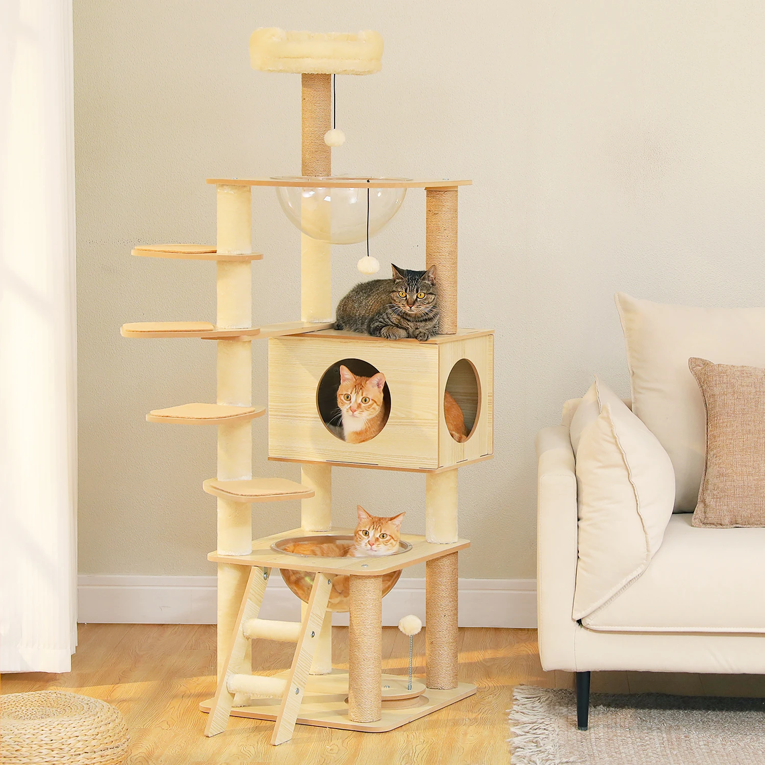 Árbol rascador para gatos de varios niveles con postes interior - imagen 4