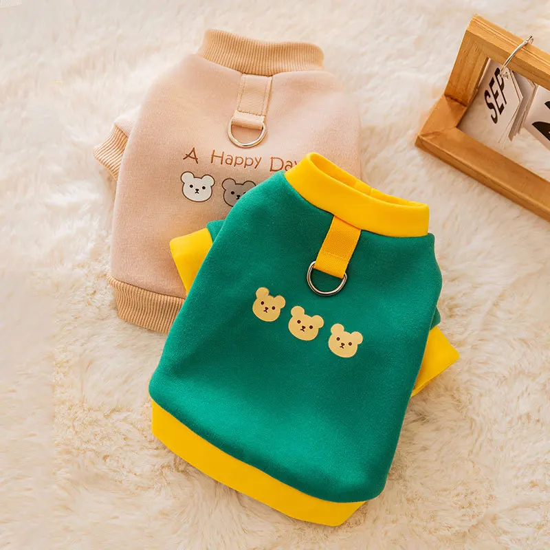 Sudadera con capucha de otoño/invierno para mascotas, abrigo de dos piernas de peluche para perros pequeños de dibujos animados, abrigo para gatos, ropa para cachorros, ropa para perros pequeños