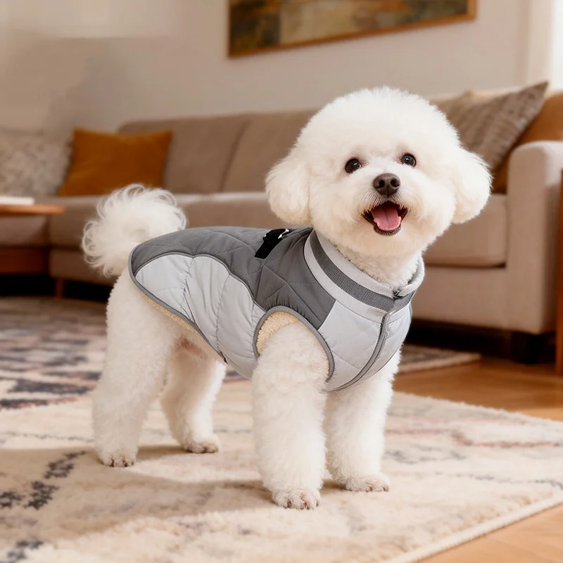 Chaleco térmico de lana para perros con forro de felpa – Tira reflectante - imagen 2