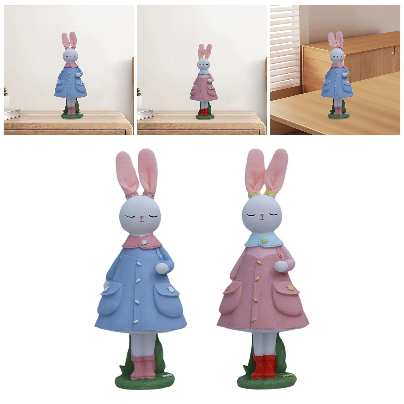 Figura conejito Pascua resina decoración hogar - imagen 2
