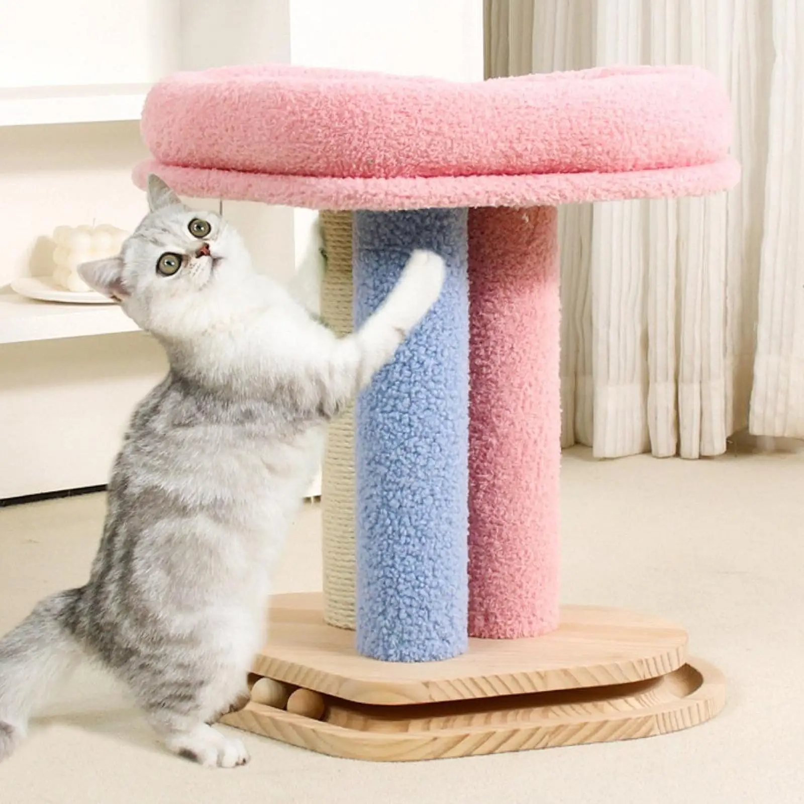 Cat Scratcher Post,Cat Sisal Scratcher Tree,Cat Toy,Interactive Toy Wooden for Indoor Cats Kitten Scratch for Kitties Cats