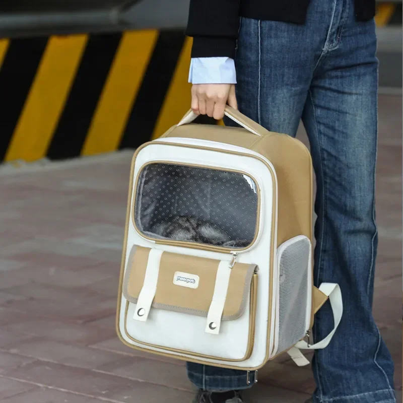 Bolsa para gatos, transpirable, Universal para salir en las cuatro estaciones, mochila portátil para mascotas, mochila plegable para transportar mascotas, bolsas de viaje para gatos - imagen 4