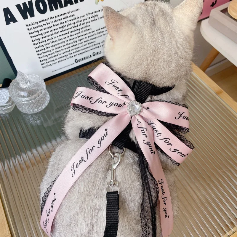 Correa para el pecho para mascotas, lazo de primavera para caminar al aire libre, gato, caminar, perro, cuerda de tracción antideslizante, Collar ajustable para cachorros