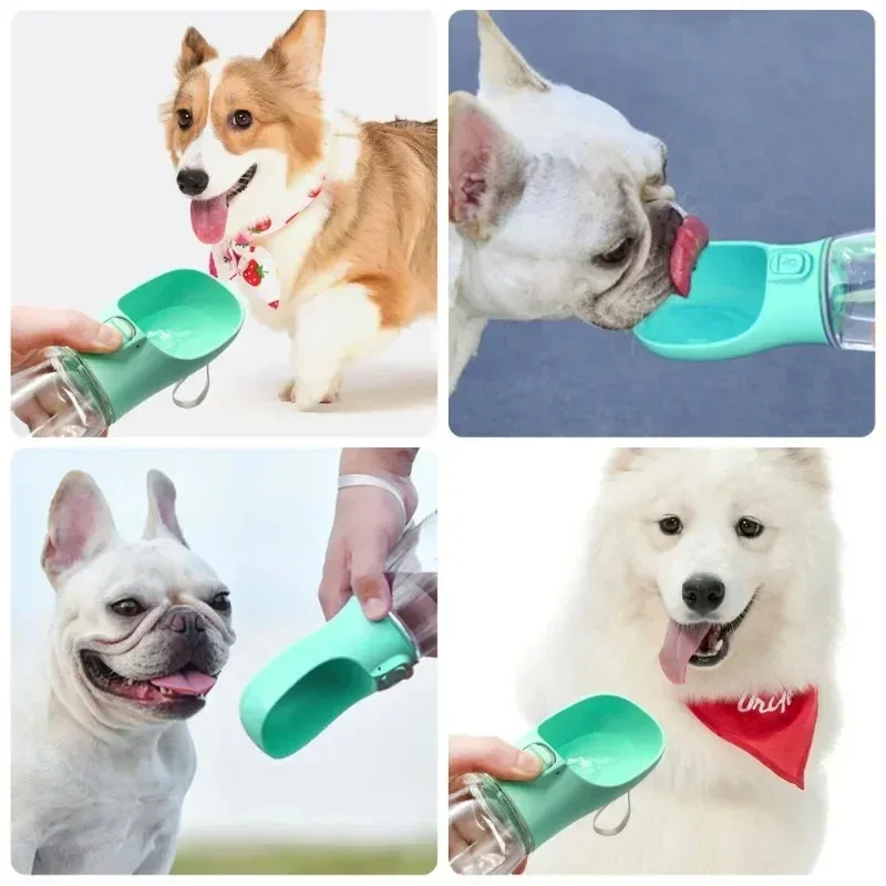 Botella de agua de viaje para mascotas a prueba de fugas de 300ML, diseño mejorado con sello, cuenco portátil para perros/gatos, uso para caminar al aire libre