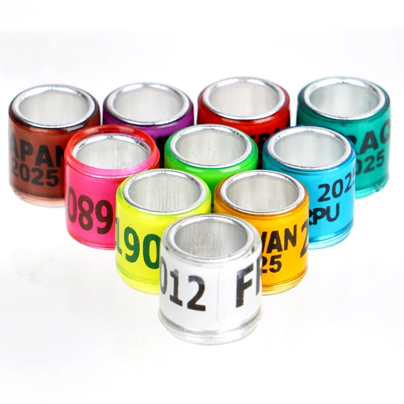 100 Uds 2026 anillo de pie de Paloma de plástico de aluminio con número letra pájaro pierna signo anillos Fly Race identificación círculo peregrino - imagen 4