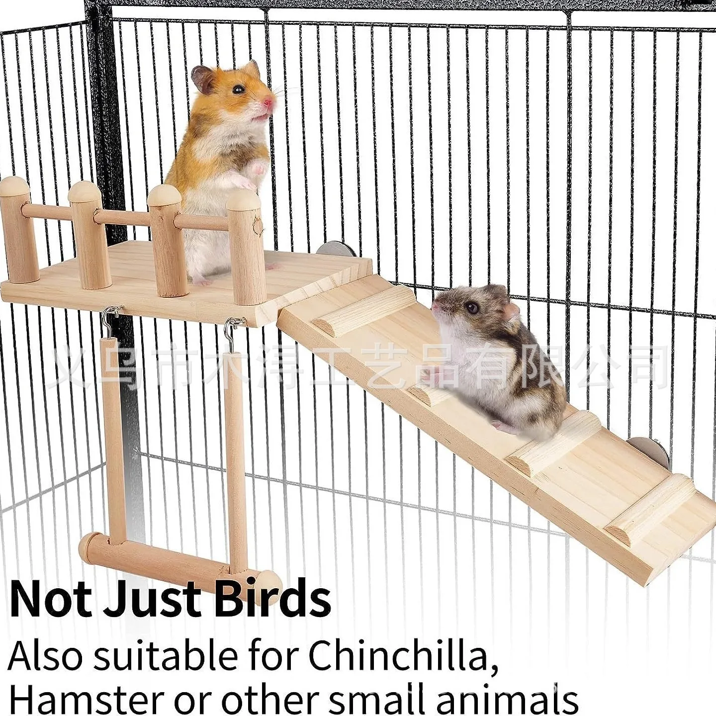 Plataforma de torrado de pájaros de madera, escalera de escalada para loros, columpio, hamaca, trampolín, loro, juego de juguetes de tres piezas para otoño - imagen 3