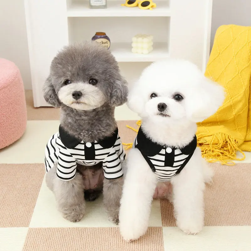 Ropa de verano para cachorros, vestido blanco y negro, camiseta para mascotas, disfraz para perros con hebilla, nuevos productos para perros, ropa para Chihuahua Bichon, 2025 - imagen 3